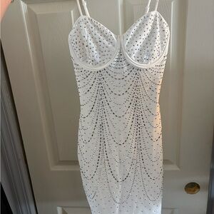 White sequin mini dress